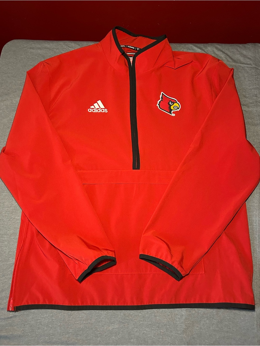 adidas Red Louisville Cardinals Quarter-Zip Windbreaker